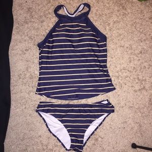 Blue striped tankini set NEW